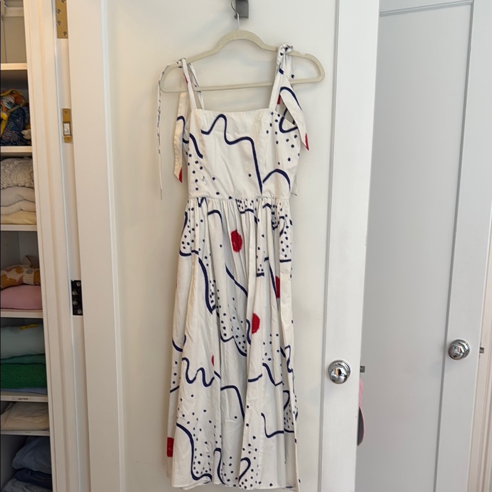 Stylish White and Blue Patterned Dress